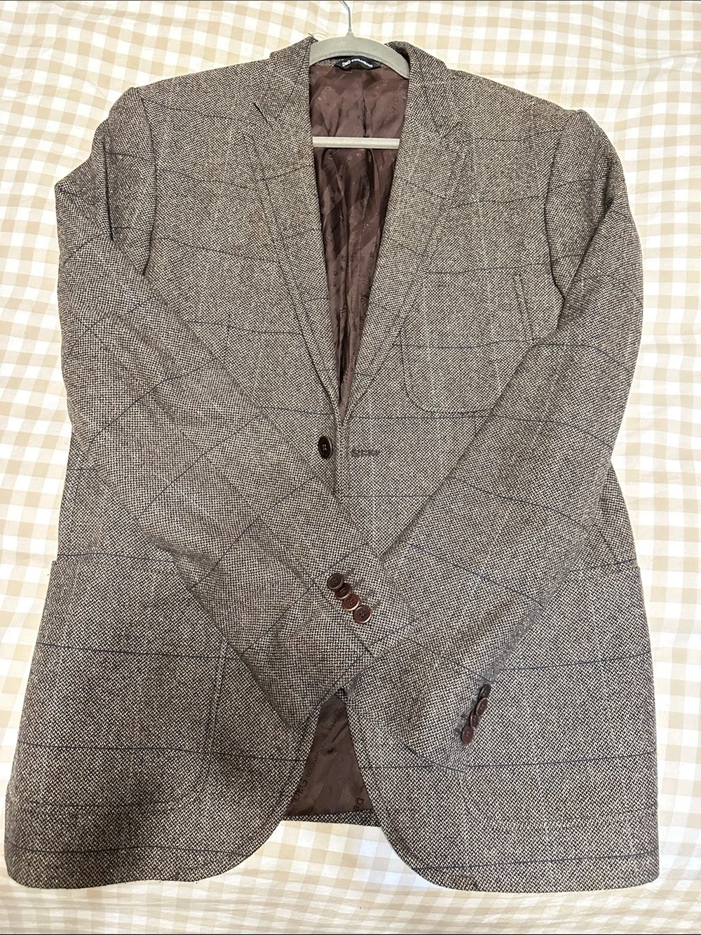 D&G Vintage Brown Windowpane Wool-Blend Blazer